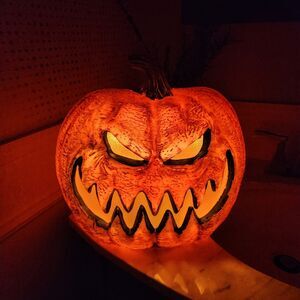 Seasonal Visions Evil Light Up LED Halloween Pumpkin Blow Mold Prop Creepy Scary